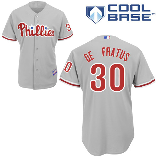 Justin De Fratus #30 MLB Jersey-Philadelphia Phillies Men's Authentic Road Gray Cool Base Baseball Jersey